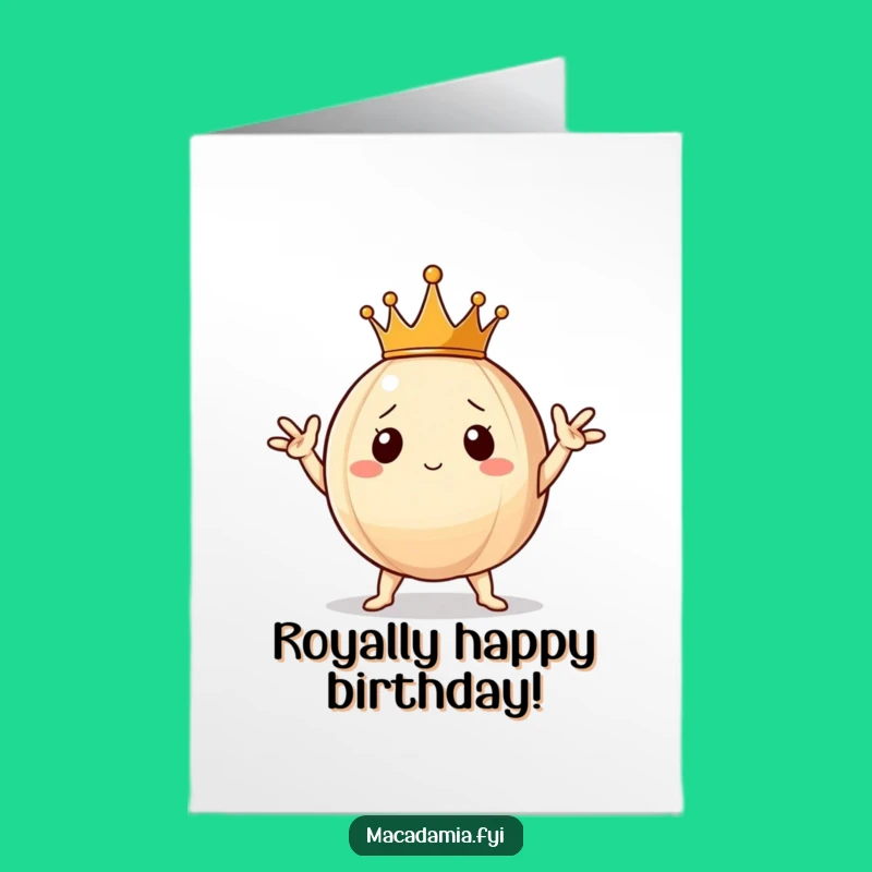 Funny Free Printable Birthday Card: Regal Macadamia Nut King Greeting Card Download