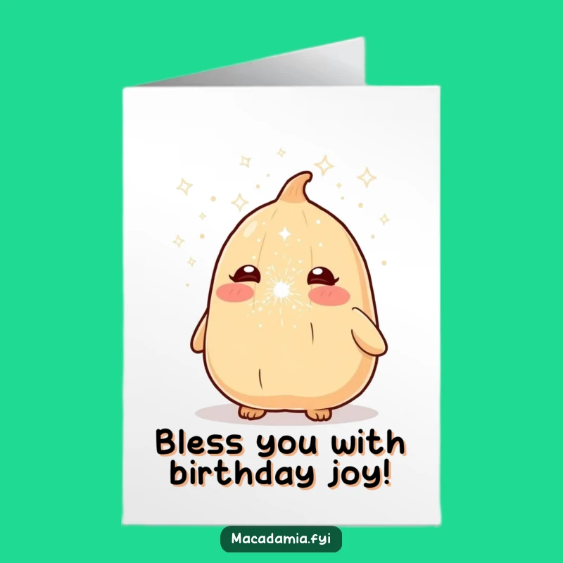 Funny Free Printable Birthday Card: Sneezing Macadamia Nut Sparkle Dust Downloadable Gift