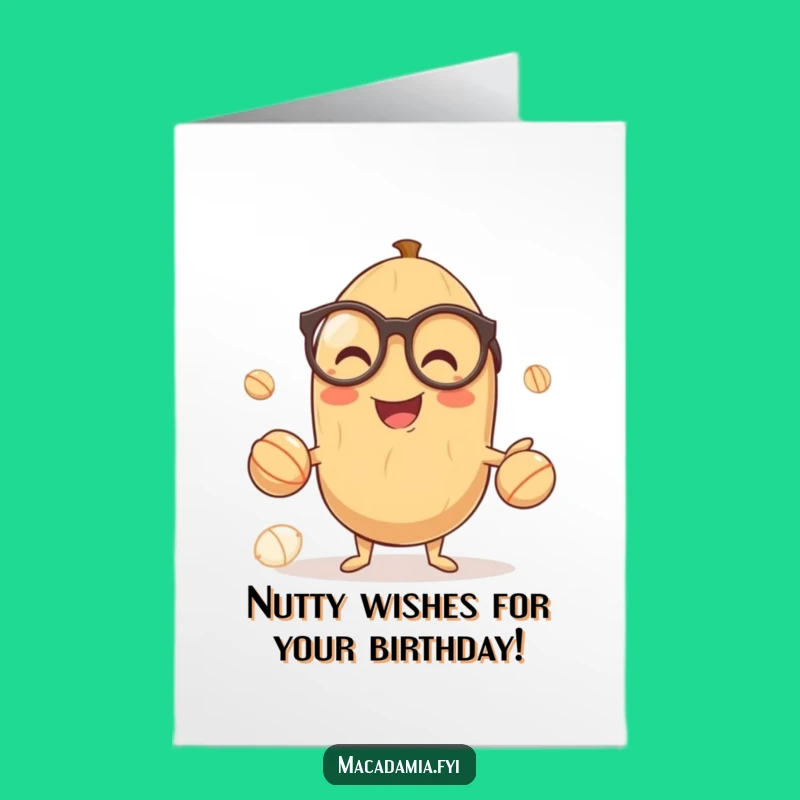 Funny Free Printable Birthday Card: Juggling Nut, Hilarious Downloadable Gift for Nutty Celebrations