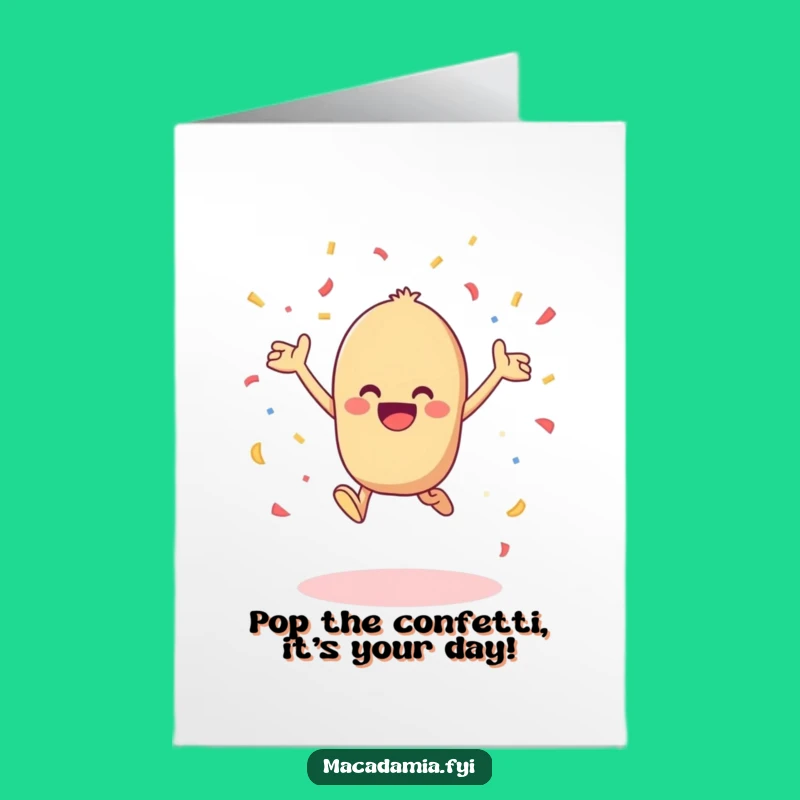 Free Printable Birthday Card: Funny Kawaii Nut Leap with Joy
