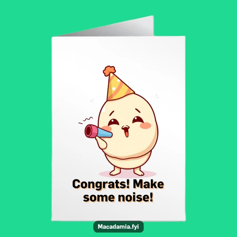 Free Printable Congrats Card: Nutty Celebration & Noisemaker Blast