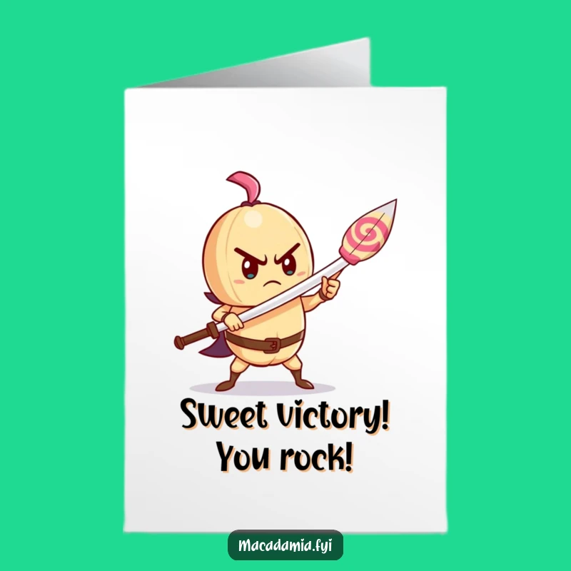 Free Printable Congrats Card: Brave Macadamia Nut Lollipop Sword Funny Gift