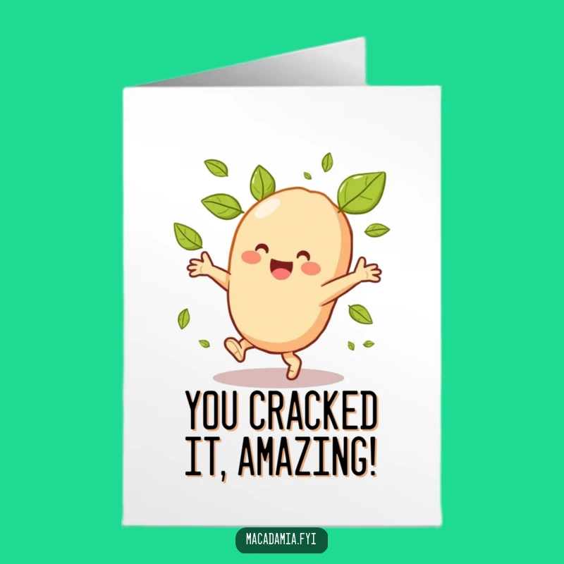 Free Printable Congrats Card: Funny Macadamia Nut Cartwheel Celebration Downloadable Gift
