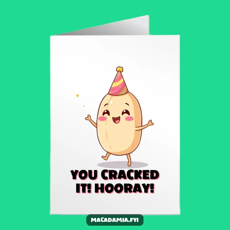 Free Printable Congratulations Card: Dancing Macadamia Nut, Downloadable Celebration Gift