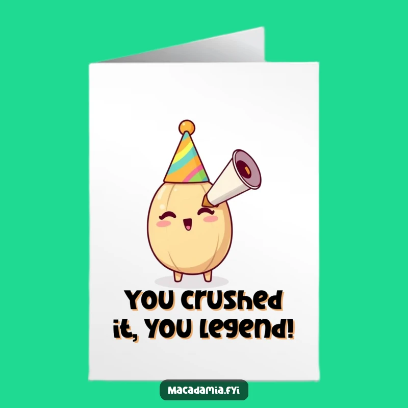 Free Printable Congratulations Card: Macadamia Nut Party Horn Blast Winner, Downloadable