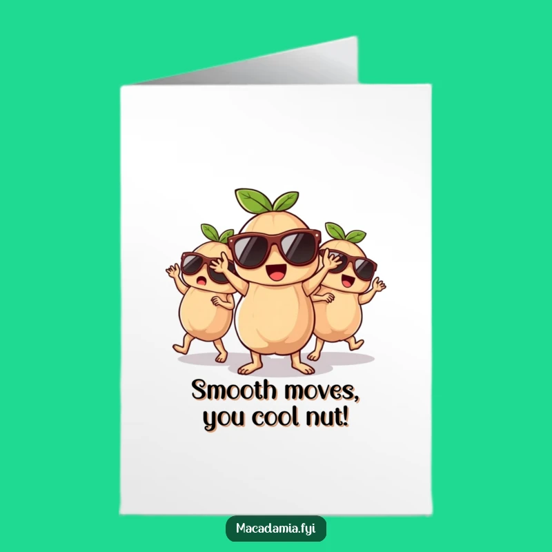 Free Printable Nutty Congrats Card: Cool Macadamia Crew Celebrate Success Downloadable Gift
