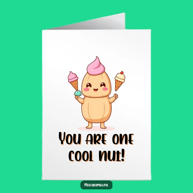 Free Printable Congratulations Card: Kawaii Nut Juggling Ice Cream Success