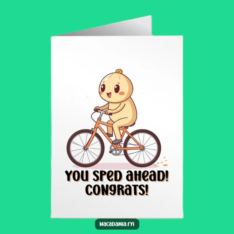 Free Printable Congrats Card: Sparkly Bicycle Journey, Funny Macadamia Downloadable Art