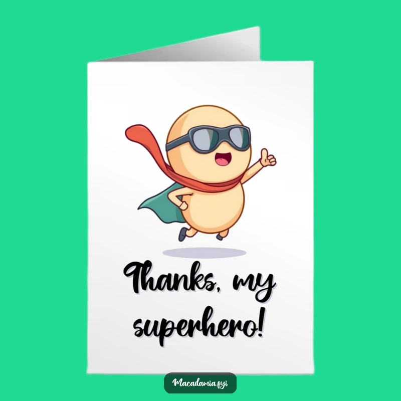 Free Printable Thank You Card: Superhero Nut Flies In with Gratitude