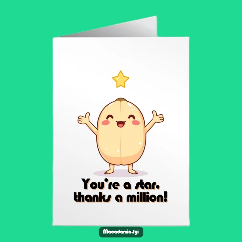 Free Printable Thank You Card: Kawaii Nut Catches Star of Gratitude