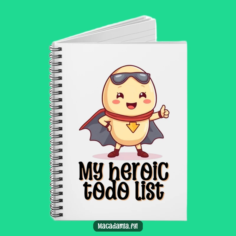 Funny Kawaii Macadamia Nut Superhero Notebook: Jot Down Your Heroic Plans
