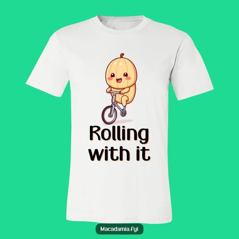 Funny Kawaii Macadamia Nut Unicycle T-Shirt - Wearable Hilarious Circus Act Gift