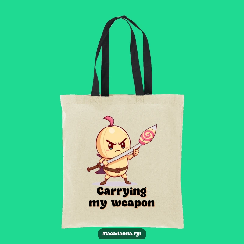 Funny Brave Nut Tote Bag - Lollipop Sword Sweet Warrior Carryall Gift