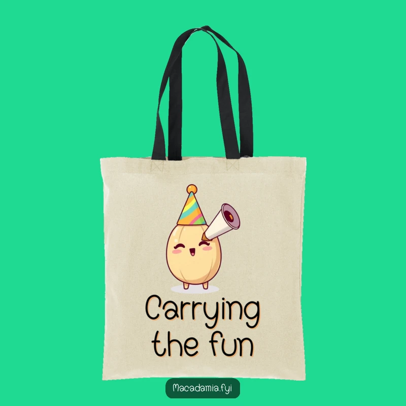 Funny Macadamia Nut Party Horn Tote Bag: Carry Your Essentials with Nutty Humor