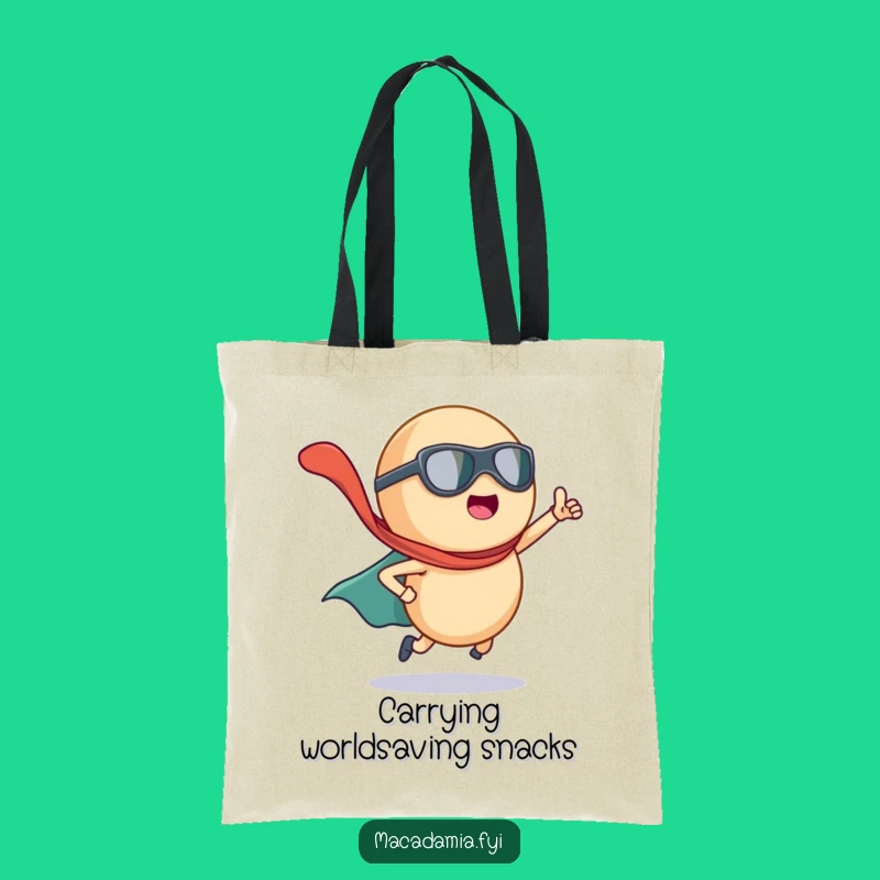Funny Macadamia Nut Superhero Tote Bag: Carry Your Mission with this Hilarious Caped Nut Bag