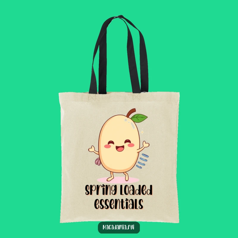 Funny Macadamia Nut Dancer Tote Bag: Carry Your Essentials with a Sprung Nut Doing a Hilarious Dance, Funny Gift