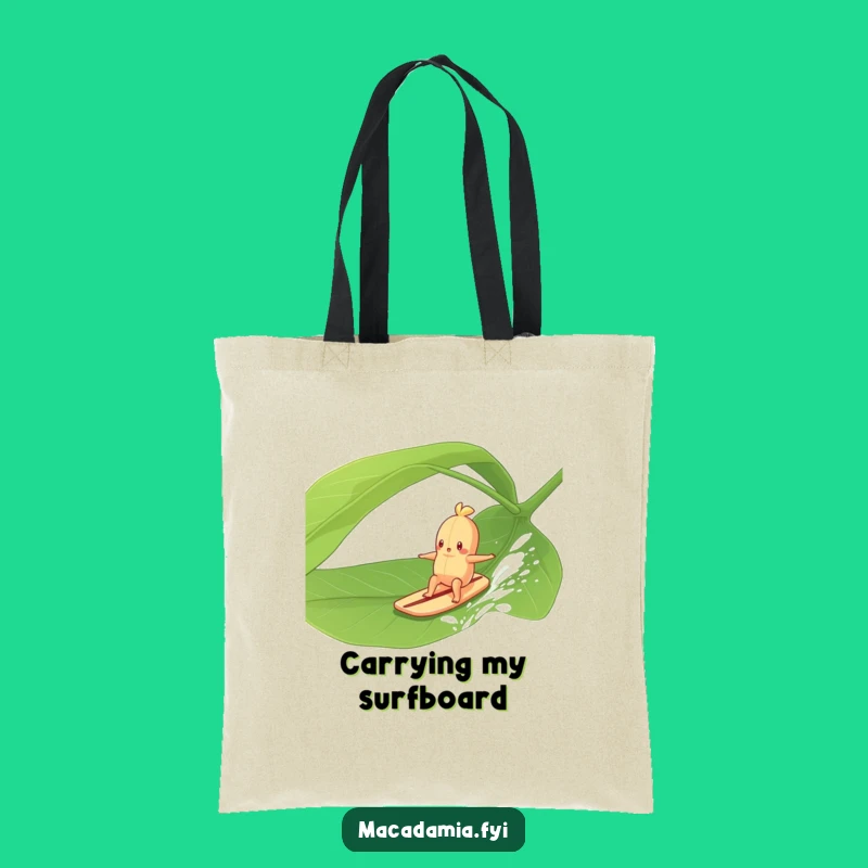 Funny Macadamia Nut Surfing Tote Bag: Leaf Rider Bag for Beach Trips